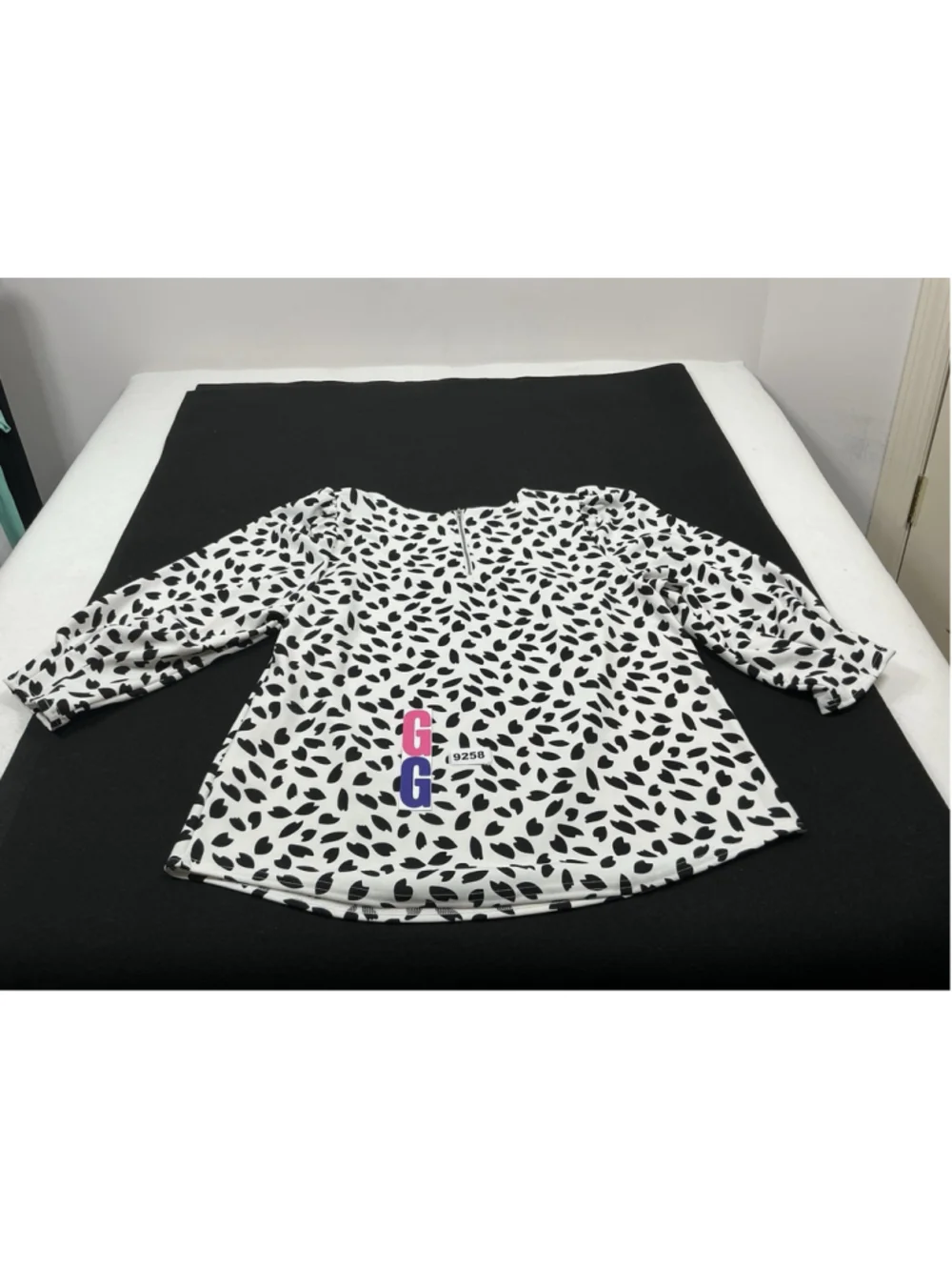 Womans Excellent Melloday 3/4 Puffy Sleeve Blouse XL Black White